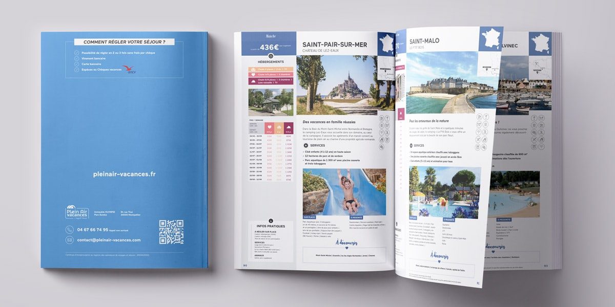 Pages intérieures et dos du catalogue Plein Air Vacances